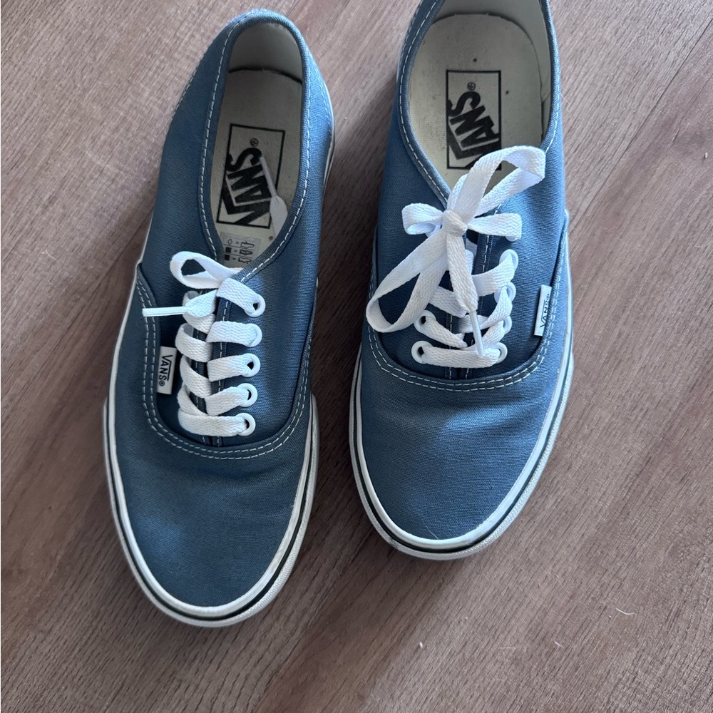 Vans Blue Canvas Low-Top Sneakers with White Laces